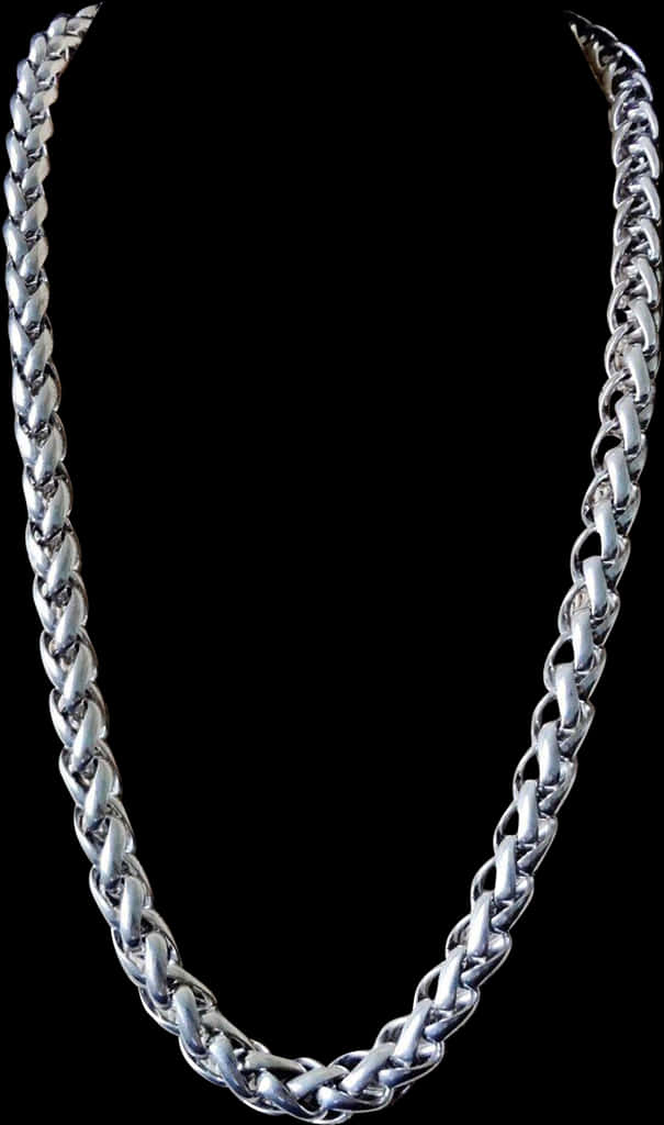 Silver Chain Necklaceon Black Background PNG image