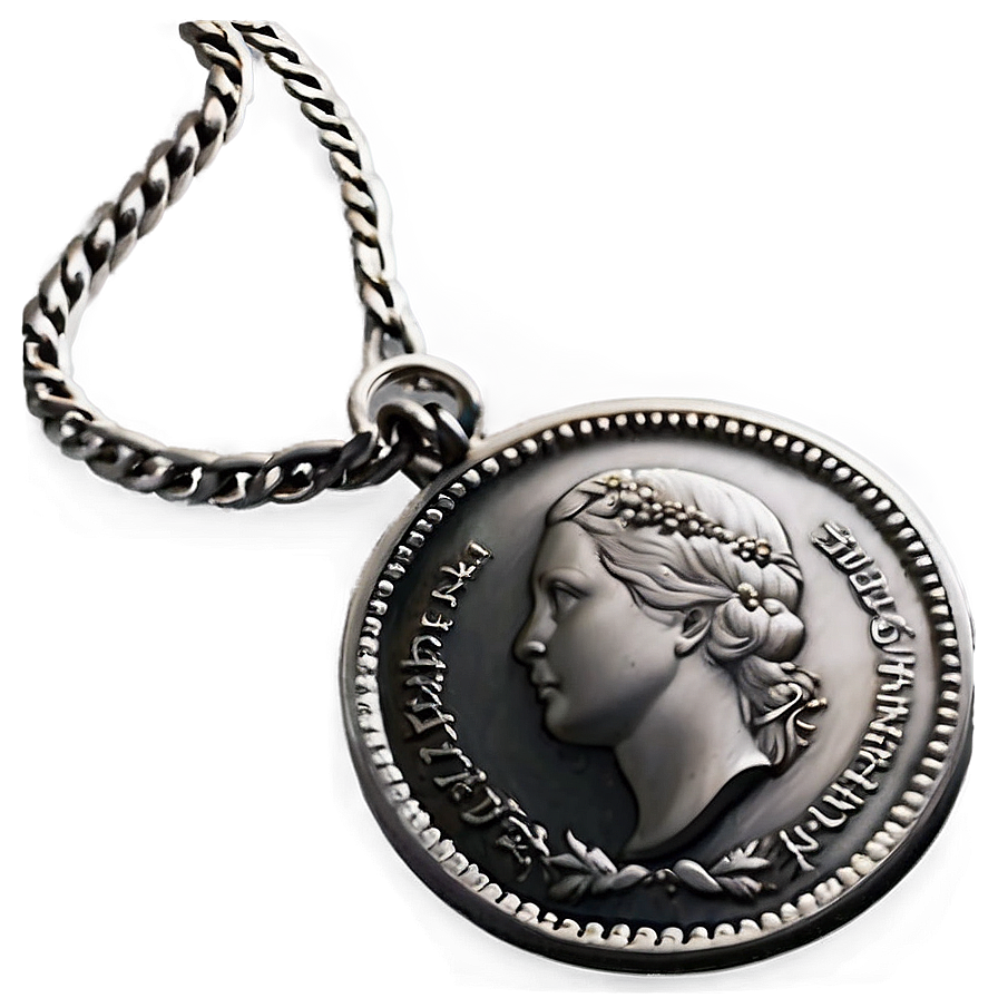 Silver Coin Necklace Png 06282024 PNG image