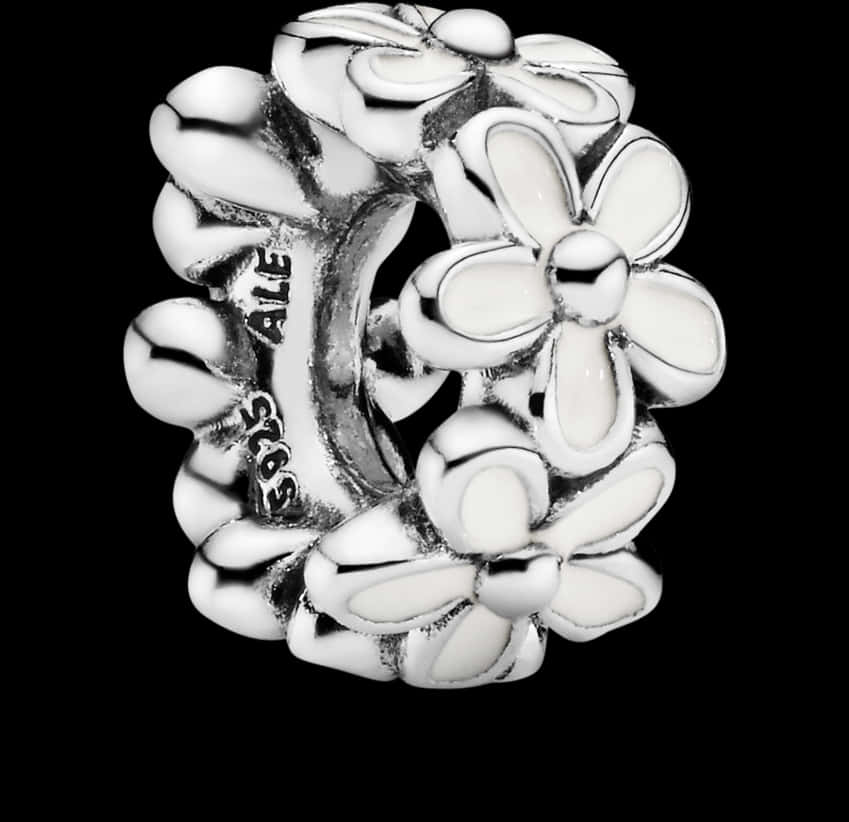 Silver Daisy Charm Bead Product Photo PNG image