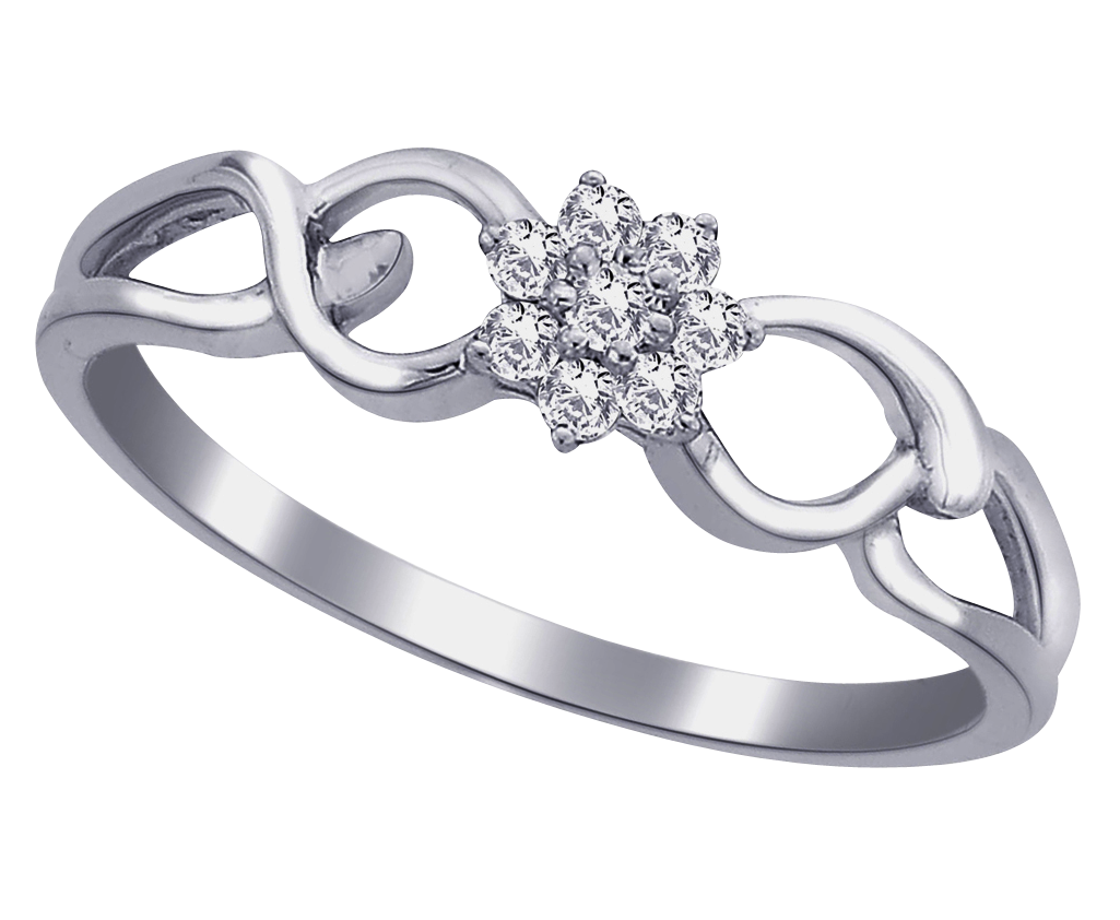 Silver Diamond Cluster Ring PNG image