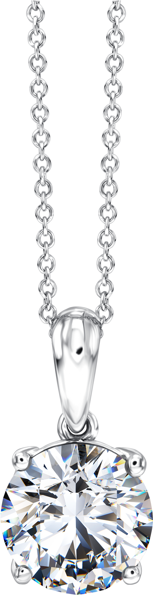 Silver Diamond Pendant Chain Necklace PNG image