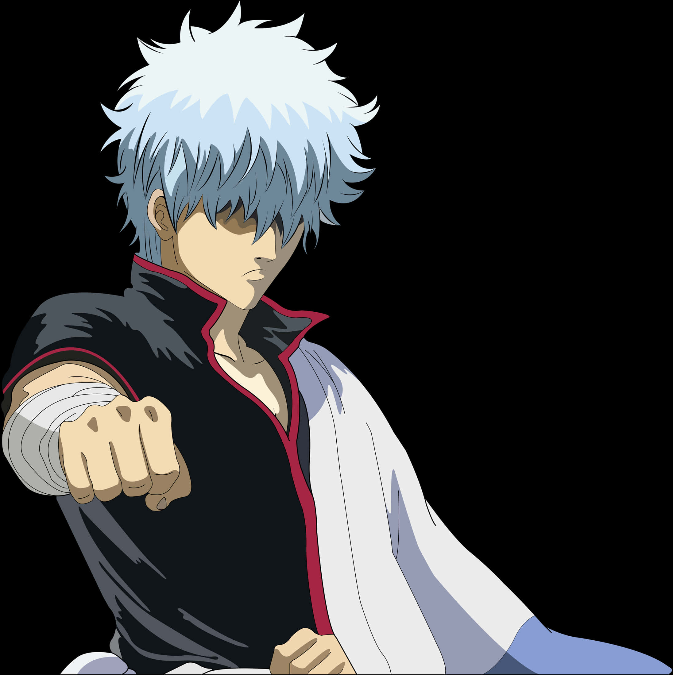Silver Haired Anime Character Pointing PNG image