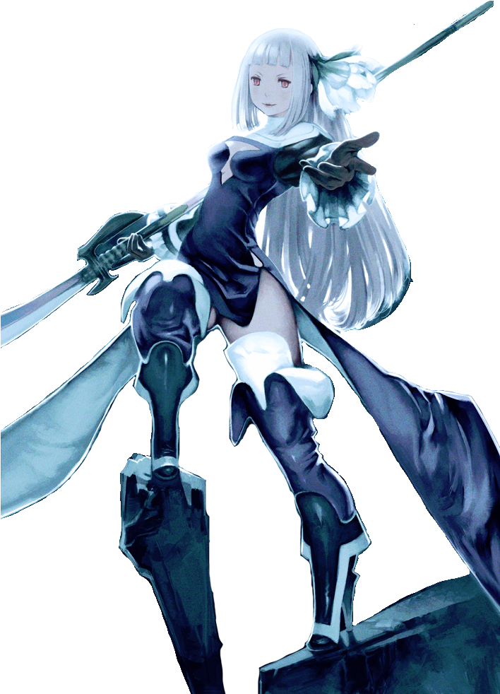 Silver Haired Anime Warrior PNG image