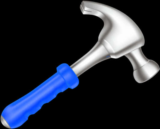 Silver Hammerwith Blue Handle PNG image