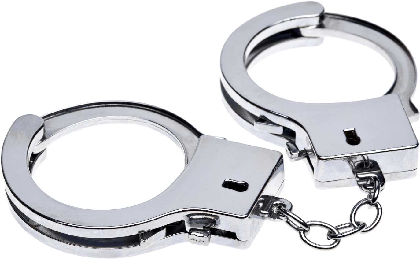 Silver Handcuffs Isolated Background PNG image