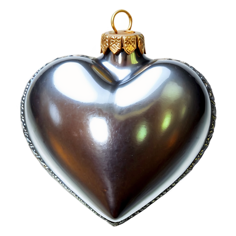 Silver Heart Ornament Png 06282024 PNG image