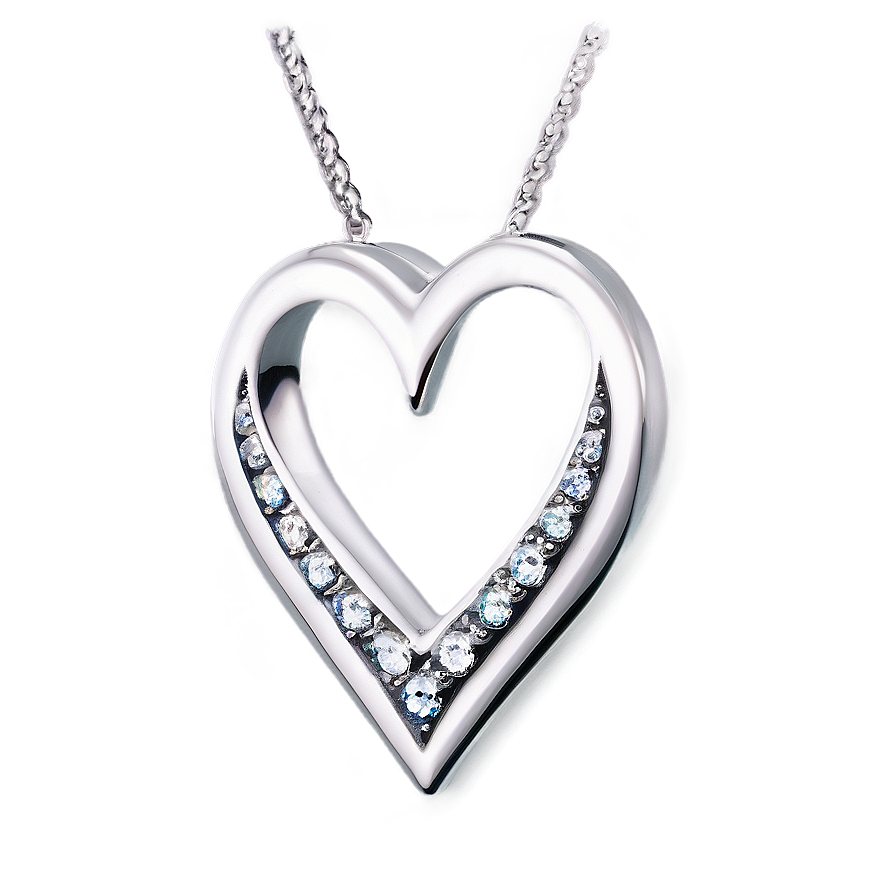 Silver Heart With Diamonds Png Keq PNG image