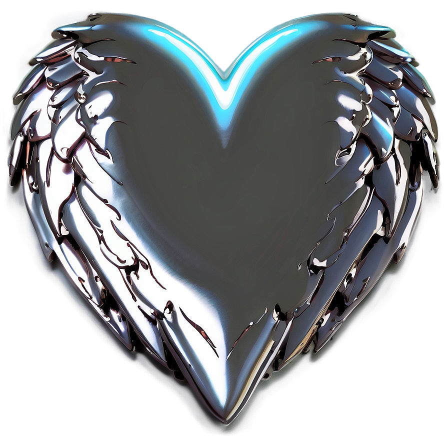 Silver Heart With Wings Png 45 PNG image