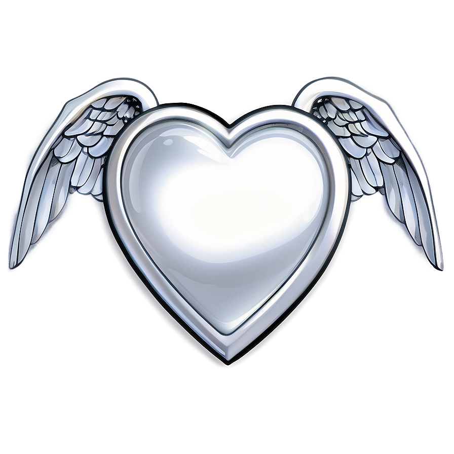 Silver Heart With Wings Png 50 PNG image