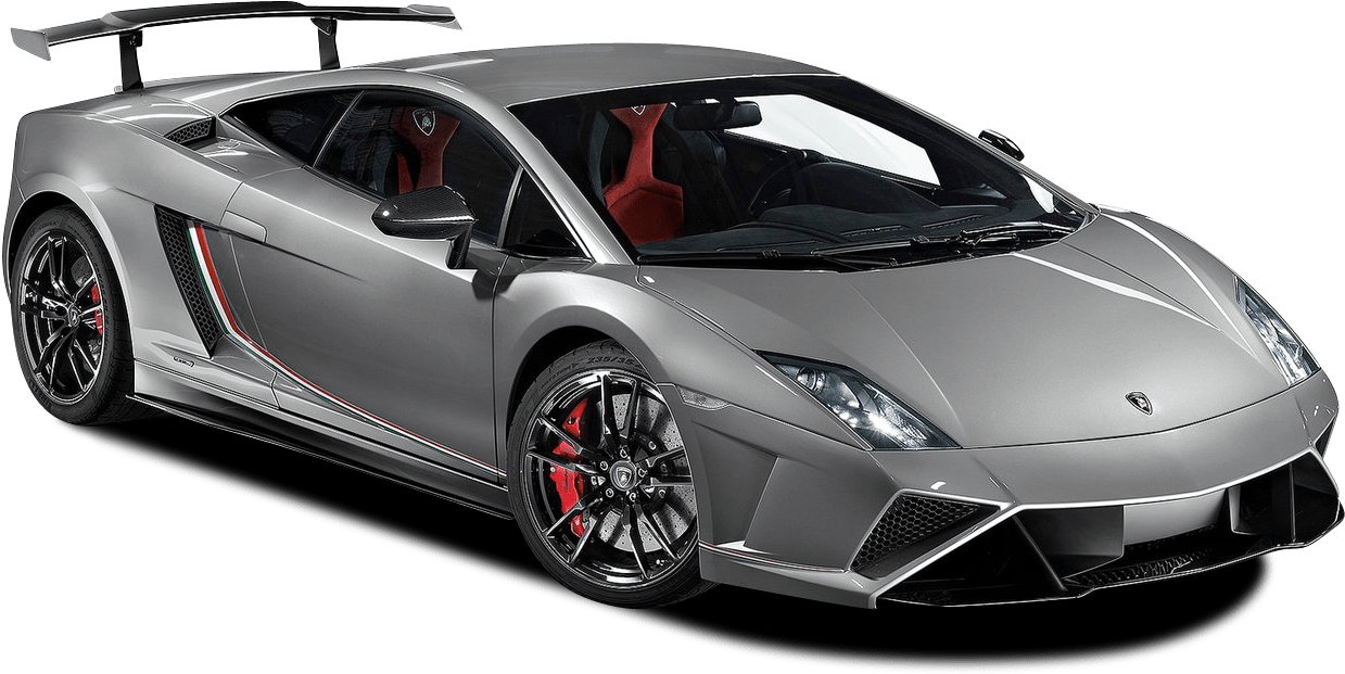 Silver Lamborghini Gallardo Supercar PNG image