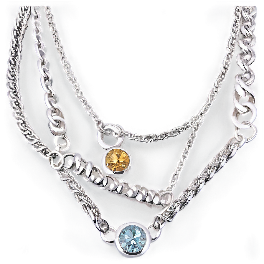 Silver Layered Necklace Png 06282024 PNG image