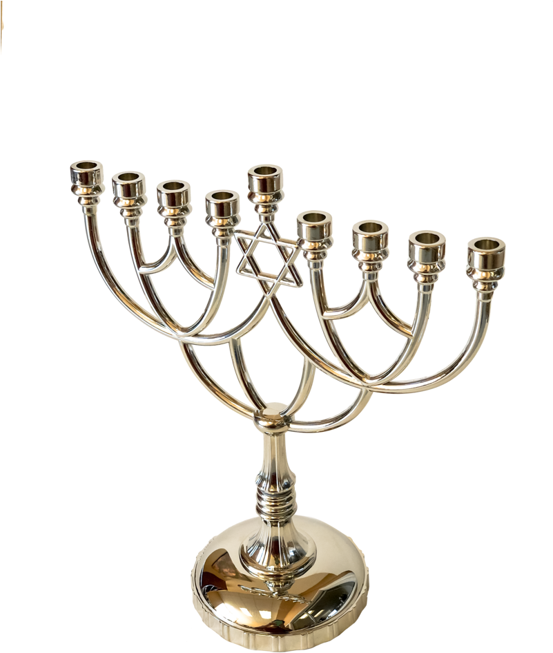 Silver Menorah Hanukkah Celebration PNG image