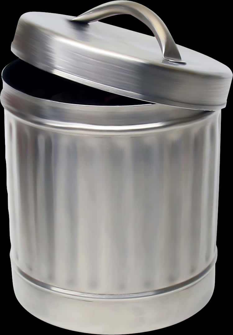 Silver Metal Trash Canwith Lid PNG image