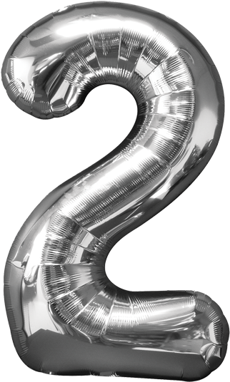 Silver Number2 Balloon PNG image