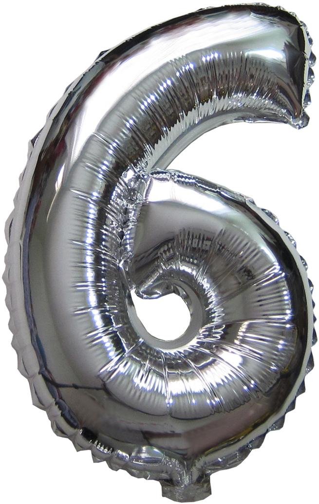 Silver Number6 Balloon PNG image