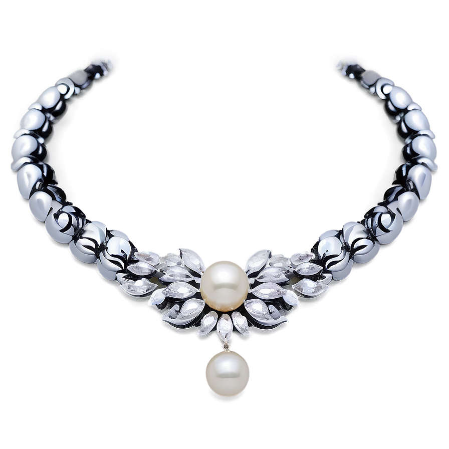 Silver Pearl Necklace Png Iof17 PNG image