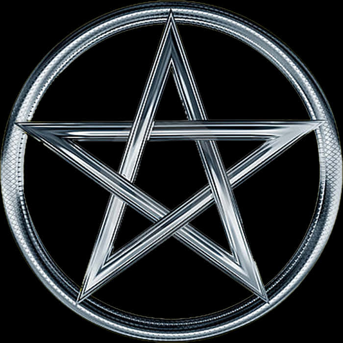 Silver Pentagram Black Background PNG image