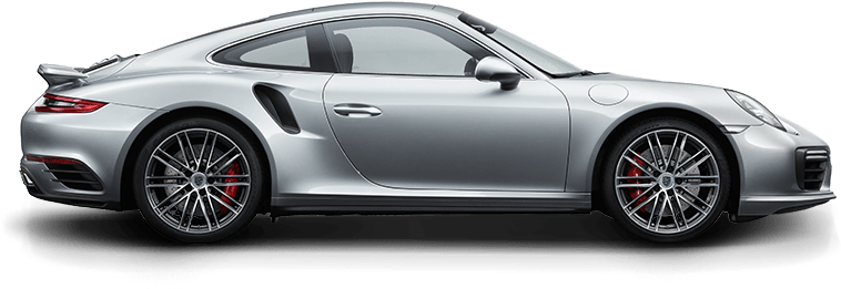 Silver Porsche911 Turbo Side View PNG image