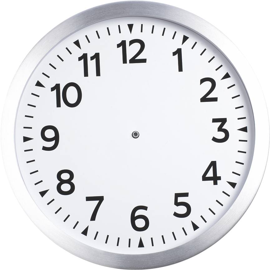 Silver Rimmed White Wall Clock PNG image