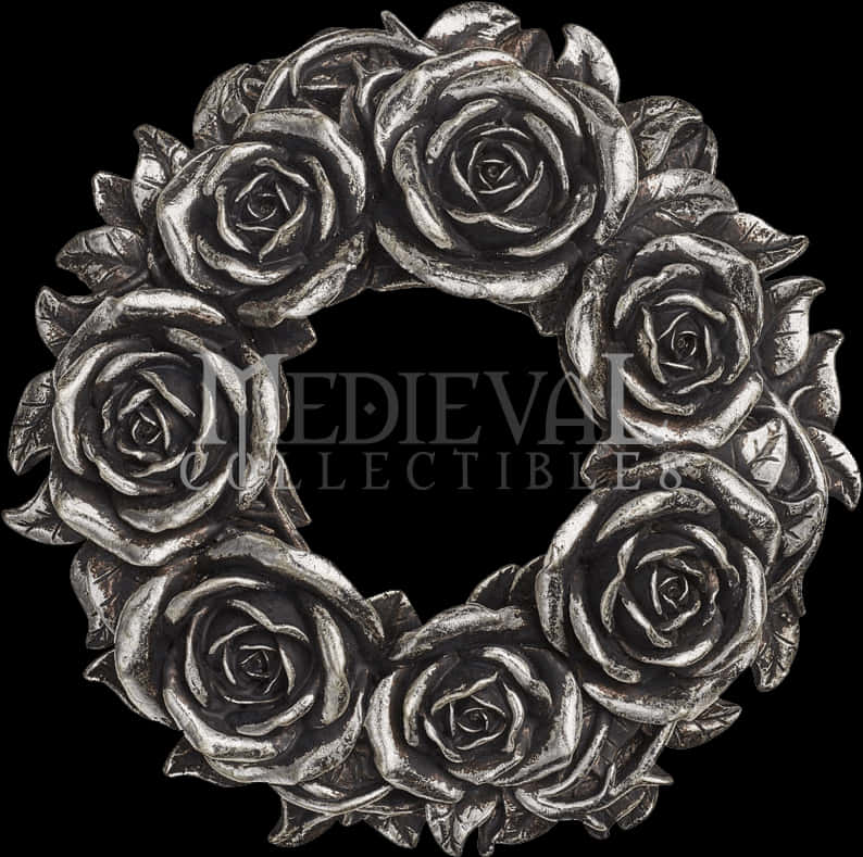 Silver Rose Wreath Artwork PNG image