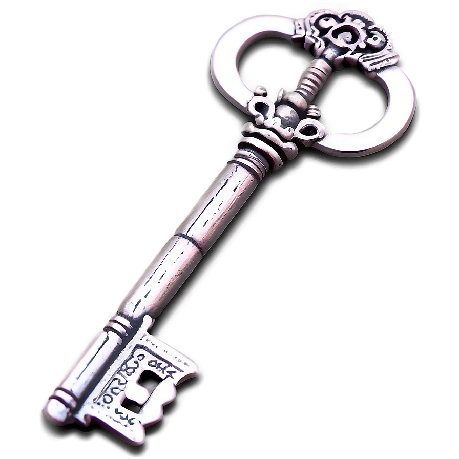 Silver Skeleton Key Drawing Png 06212024 PNG image