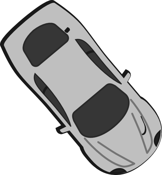Silver Sports Car Top View Illustration PNG image