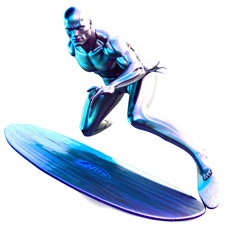 Silver Surfer On Surfboard Png Meh83 PNG image