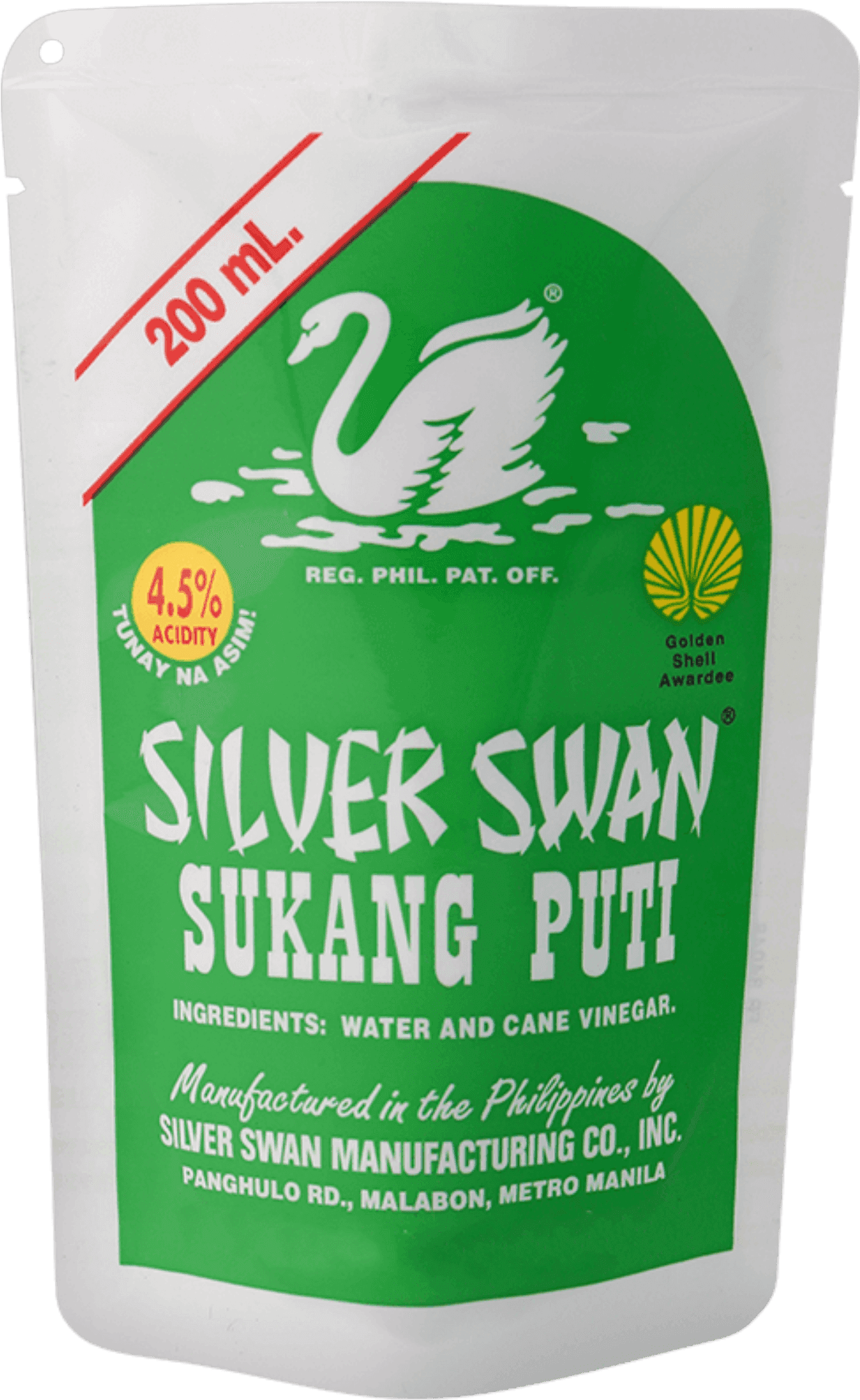 Silver Swan Sukang Puti Vinegar Pouch PNG image