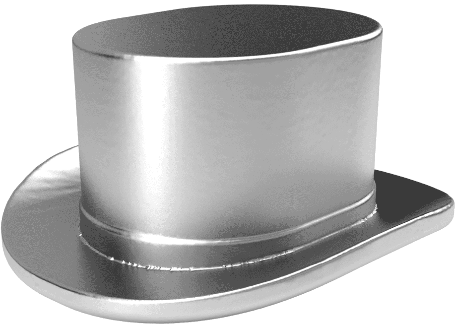 Silver Top Hat3 D Render PNG image