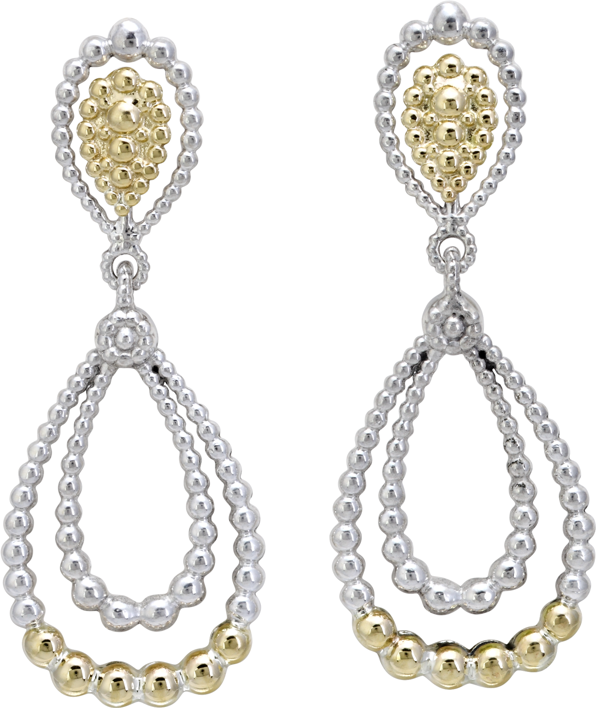 Silverand Gold Drop Earrings PNG image