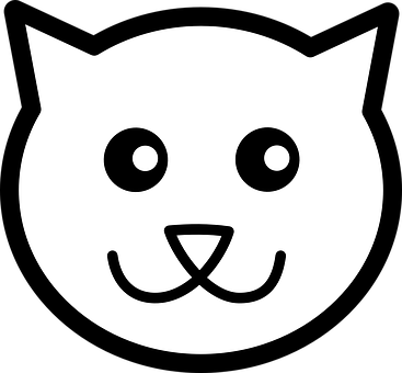 Simple Blackand White Cat Icon PNG image