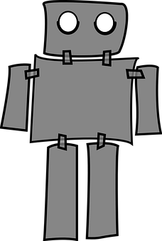 Simple Gray Robot Illustration PNG image