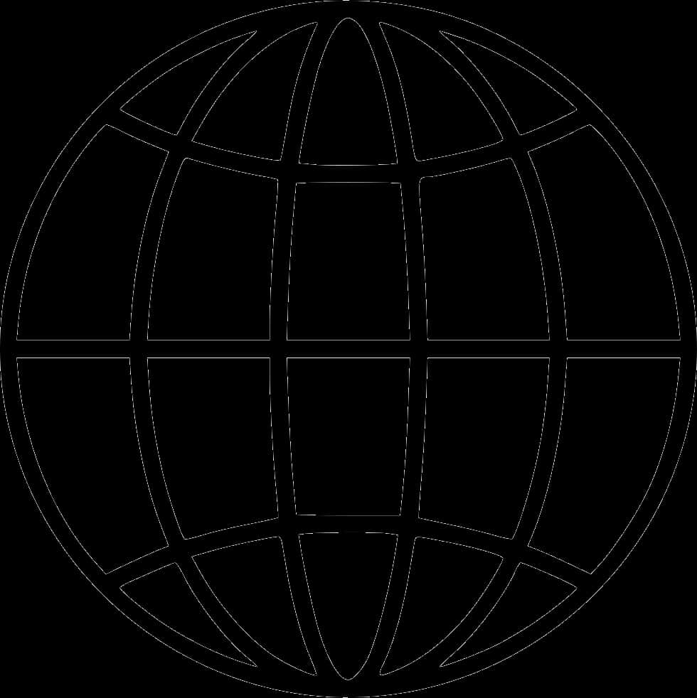 Simplified Black Globe Outline PNG image
