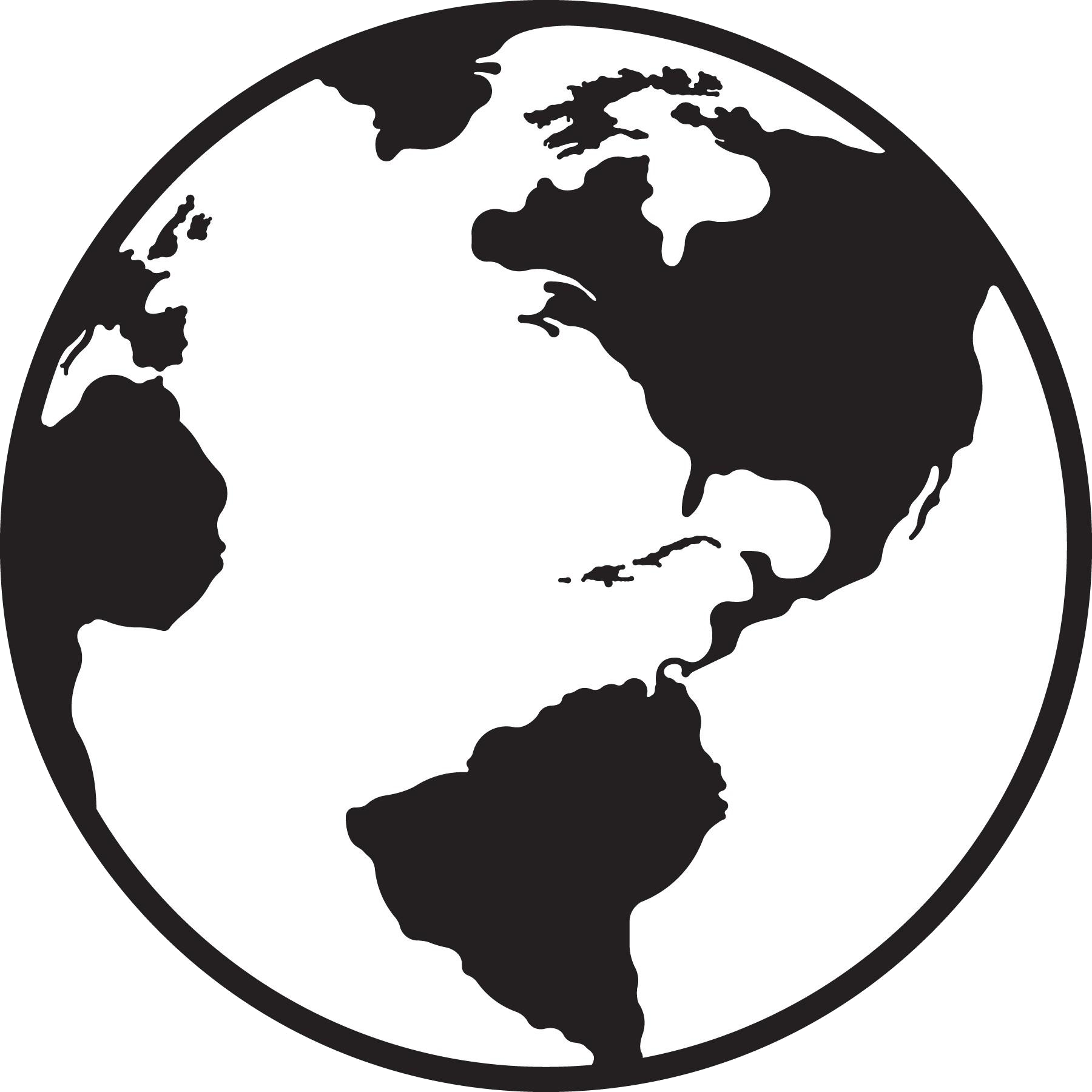 Simplified Blackand White Earth Graphic PNG image