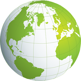 Simplified Green World Map Globe PNG image