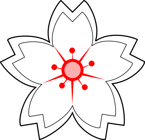 Simplified Redand White Flower Illustration PNG image