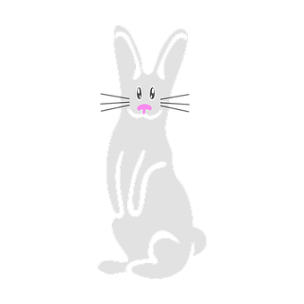 Simplified White Bunny Black Background PNG image