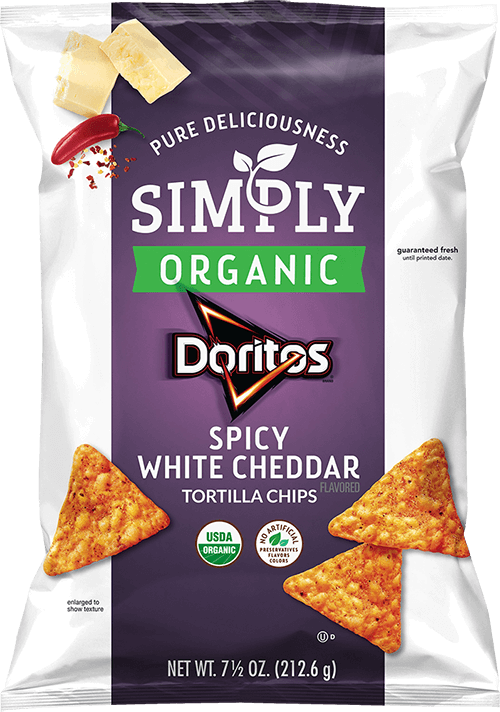 Simply Organic Spicy White Cheddar Doritos Package PNG image