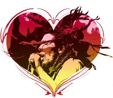 Singer Silhouette Heart Art PNG image