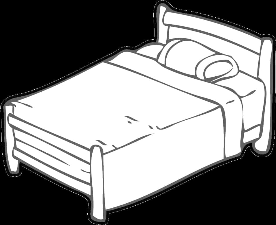 Single Bed Line Art PNG image