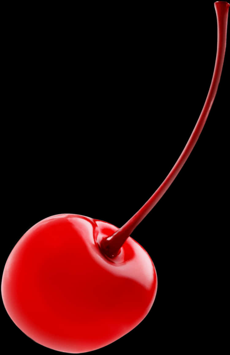 Single Cherry Black Background PNG image