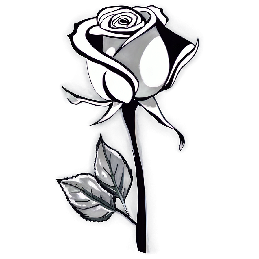 Single Rose Black And White Png 06132024 PNG image