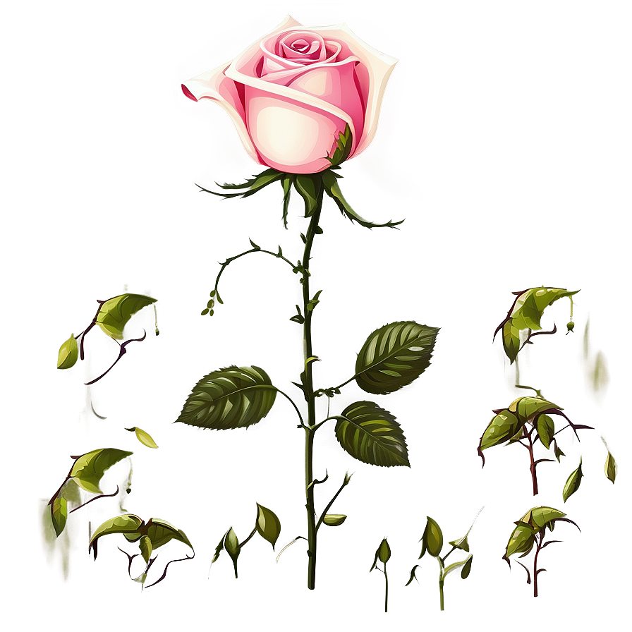 Single Rose Stem Png Qtf PNG image