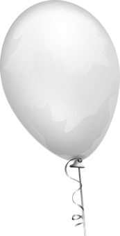 Single White Balloonwith String PNG image