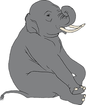 Sitting Elephant Silhouette PNG image