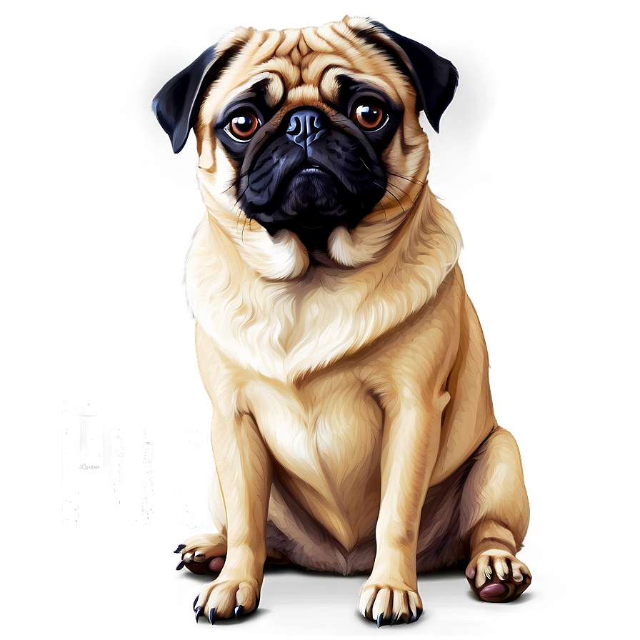 Sitting Pug Illustration Png Kws60 PNG image