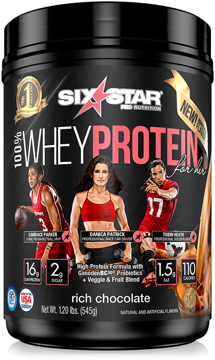 Six Star Whey Protein For Her Chocolate Flavor PNG image