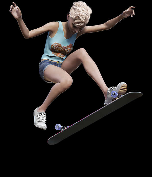 Skateboarder Mid Air Trick PNG image