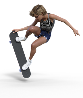 Skateboarding Girl Action Pose PNG image