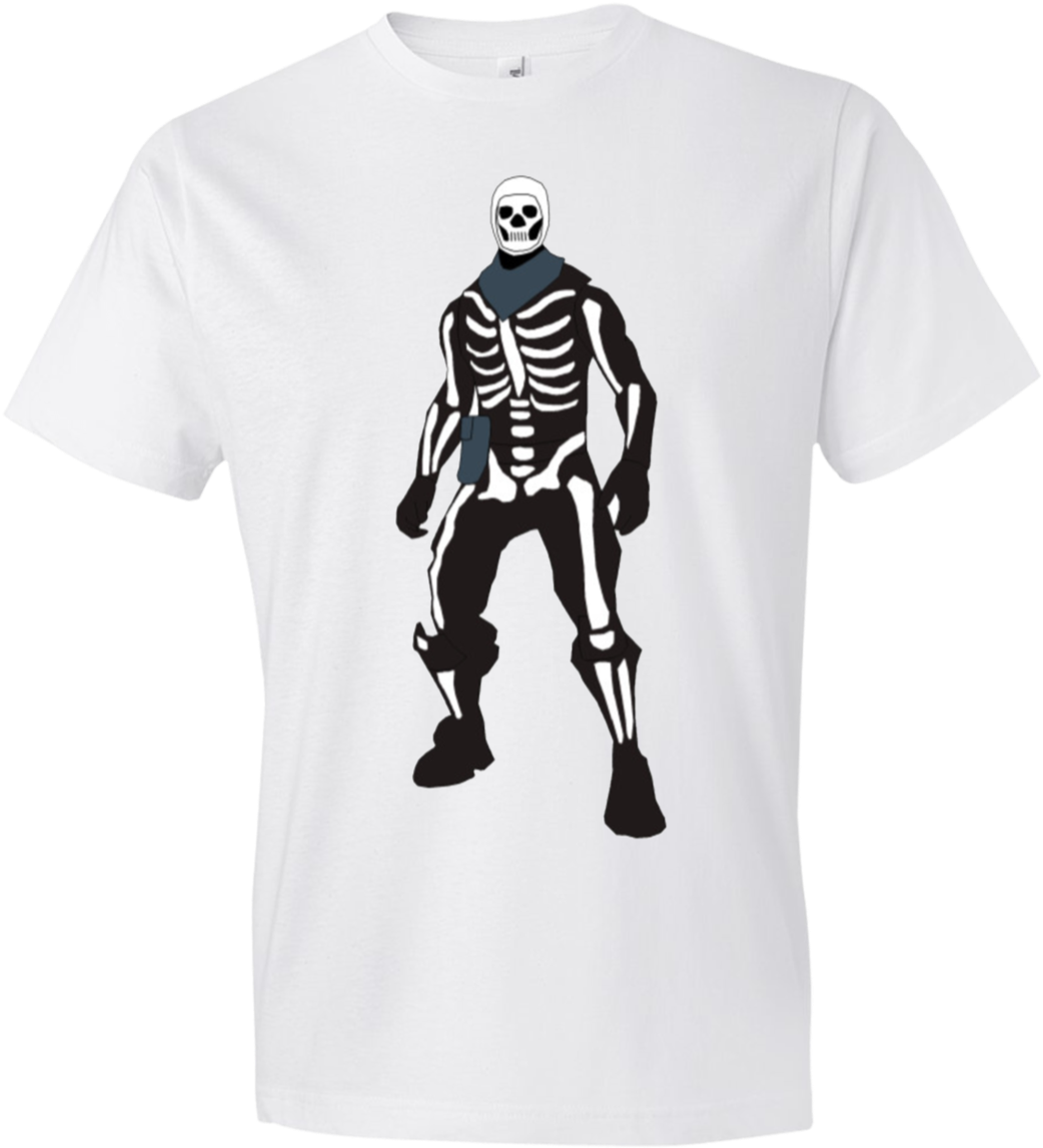 Skeleton Print White T Shirt Design PNG image